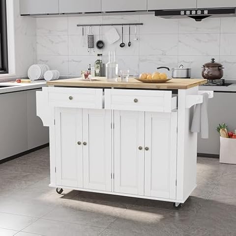 Squireewo Kitchen Cart with Drop Leaf Cover