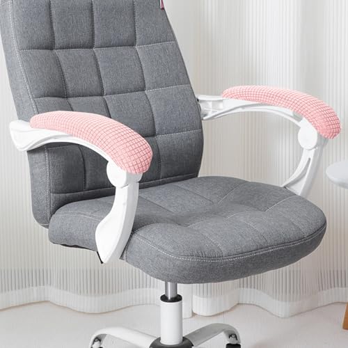 Image of HOKIPO 210gsm Jacquard Water Repellent Armrest Covers for Office Chair (Elastic Style), 1 Pair, Pink (AR-5931-PNK)