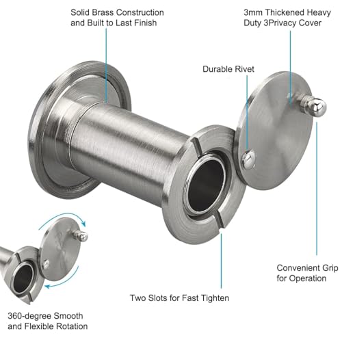 Türspion, 16mm, Spio, Verstellbare Länge, mit Weitwinkel 200 Grad und vernickelter Kappe, für 35-60mm Dicke Türen