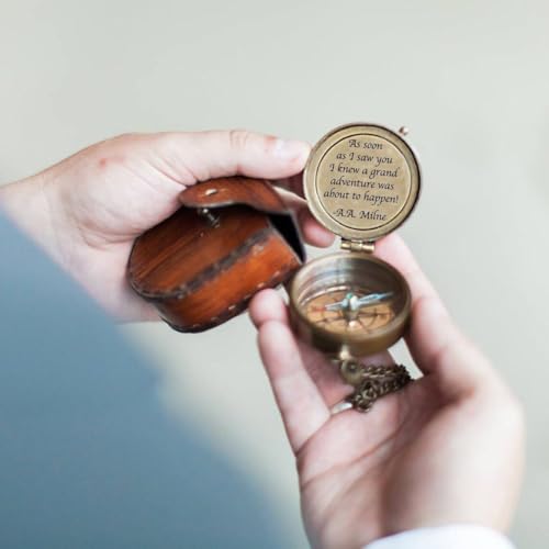 Brújula de latón, brújula personalizada con escritura a mano personalizada, regalo para hombres, regalos para papá, regalo de cumpleaños, regalo de bautizo con mensaje grabado miniatura 3