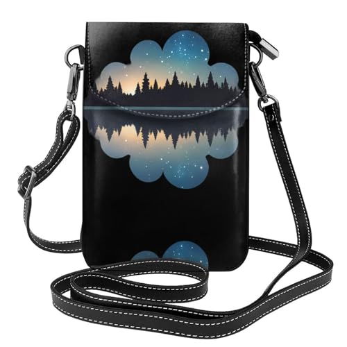 Petit sac pour téléphone femme avec pochette motif ciel étoilé et reflet
