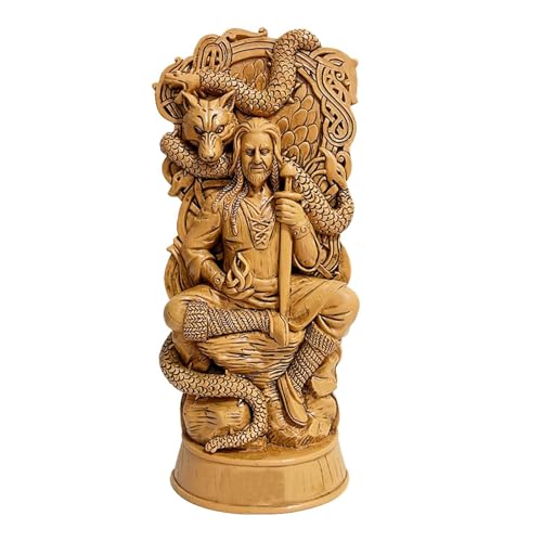 Swtgaah Nordische Götter Figur Odin Thor Loki Kunstharz Statue Handwerk Mythos Legende Schutzpatron Dekoration für Zuhause Studie(Loki)