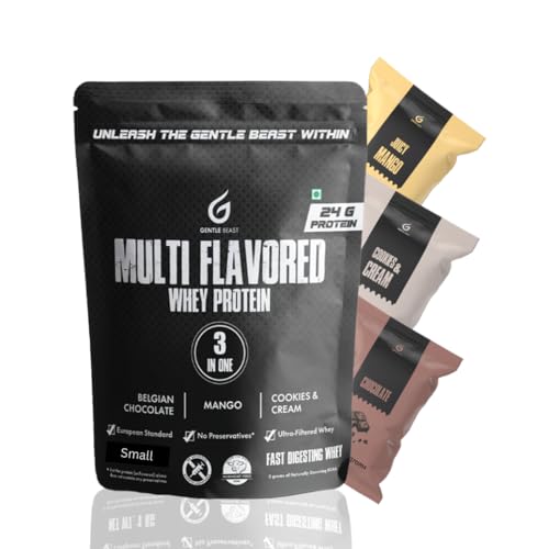 Image of Gentle Beast 3-in-1 Whey Protein - European Whey with 3 Flavors in 1 | Hormone & Preservatives Free | 3rd Party Tested Whey Protein (Small, Chocolate)