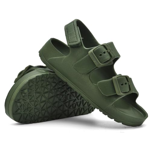 Image of Toddler Sandals Dual-sized Adjustable Buckle Boys & Girls | Non-Slip Easy On /Off,EVA Flat Open Toe Lightweight Summer Sandals - Perfect for Beach, Pool or Playground, Toddler Little Kid