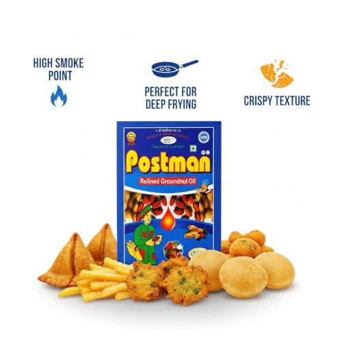 Image of Postman Premium Refined Groundnut Oil 15Litre Tin | Pure & Light Peanut Oil for Deep Frying, Cholesterol Free & Vitamin E Rich Singdana Tel