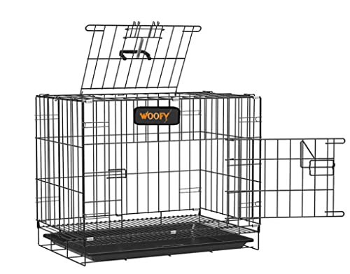 Woofy Dog Cage - Powder Coated, Sigle Door Folding Metal Cage/Crate/Kennel with Removable Tray and Paw Protector for Dogs, Cats and Rabbits - 24 Inch - Black Antic Silver - Color(3459) (B09D9G4ZYY) Amazon Price History, Amazon Price Tracker