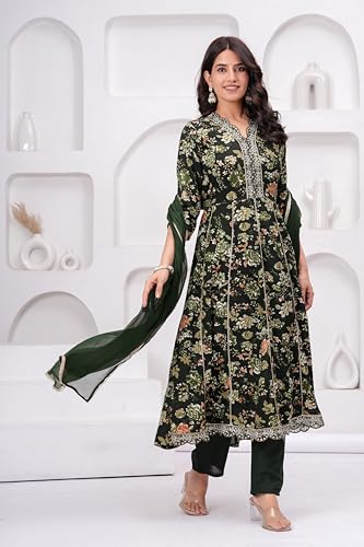 Image of MANHAREE | Women's Rayon Kurta with Pant & Dupatta Set