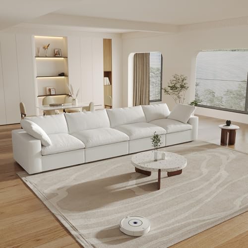 Cloud Modular Sectional Sofa Couch,4 Seater Sofa for Living Room,160.6" Convertible Couches, Covers Washable&Replaceable,White