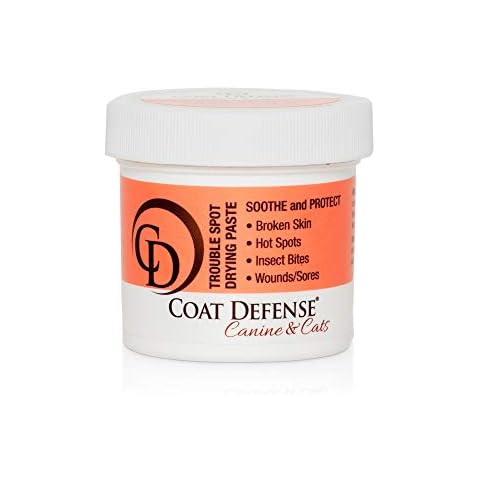 COAT DEFENSE Trouble Spot Drying Paste - Made in USA - 5 Oz Dog & Cat Skin Care, Itchy Skin & Allergies, Alleviates Hot Spots for Dogs & Cats, Insect Bites Relief & Dog Wound Care Cover