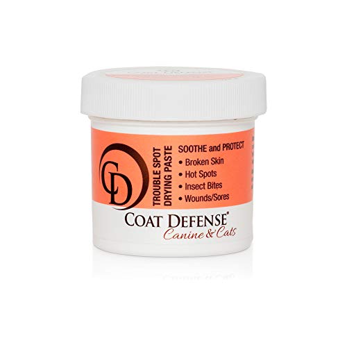 COAT DEFENSE Trouble Spot Drying Paste | Made in USA | 5 Oz Dog & Cat Skin Care Itchy Skin & Allergies Alleviates Hot Spots for Dogs & Cats Insect Bites Relief & Dog Wound Care