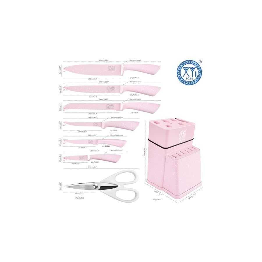 XYJ-Authentic-Since-1986Knife-Block-SetKitchen-Knives-Set-With-Holder-StandStainless-Steel-Japanese-Chef-Knife-SetParing-Bread-Carving-Slicing-KnifeSteak-Knives XYJ Authentic Since 1986,Knife Block Set,Kitchen Knives Set With Holder Stand,Stainless Steel Japanese Chef Knife Set,Paring Bread Carving Slicing Knife,Steak Knives