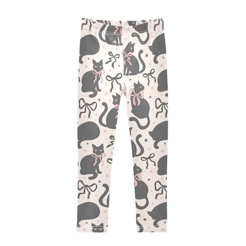 Cute Black Cat Girls Leggings,Workout Leggings for Girls Toddler Athletic Leggings Size for 3-10T
