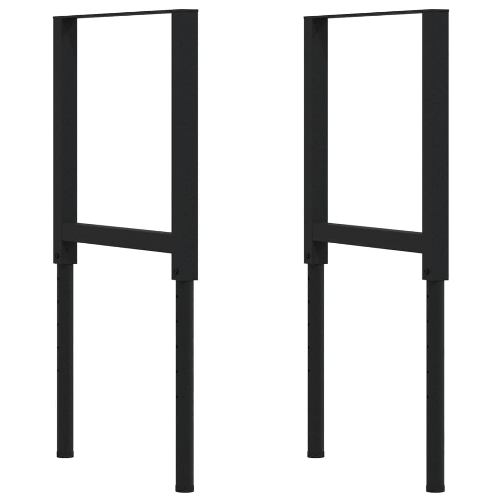 Banco de trabajo de roble macizo marrón oscuro 100 x 60 x (71,5 – 98) cm con patas ajustables en altura y estructura de metal robusta. Equipo de taller estable para aficionados al bricolaje con gran