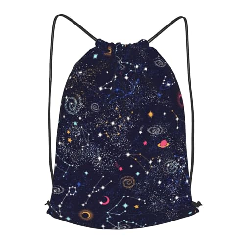 TTIGLHOH Star Constellation Map - Mochila con cordón ajustable de poliéster para gimnasio, viajes, Negro, M