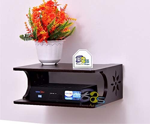 Brown Art Shoppee Set Top Box Stand Wall Shelf & WiFi Modem Rack for Living Room (Full Black) (B08VGR4DCZ) Amazon Price History, Amazon Price Tracker