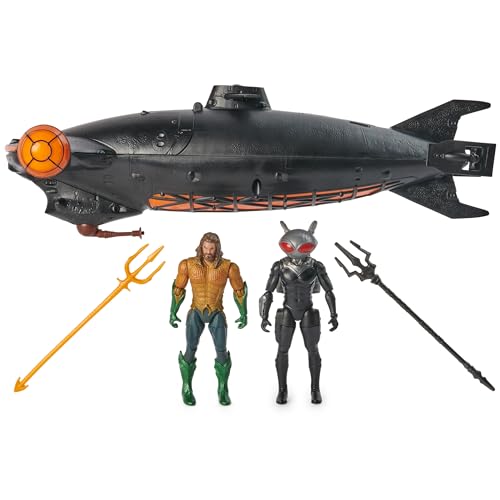 41l6+hz4ppl - DC Comics, Aquaman vs Black Manta Battle Set, 4-inch Action Figures, Manta Sub with Lights & Sounds, Collectible Superhero Kids Toys for Boys & Girls