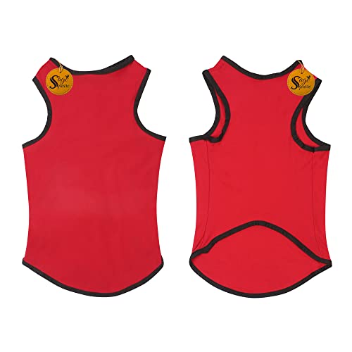Image of Sage Square Comfort Cotton Dog T-Shirt, Sleeveless Vest for Dog Clothes, Puppy Tank Top Fashion Apparel (Red) (XLarge - 24inches, Red)