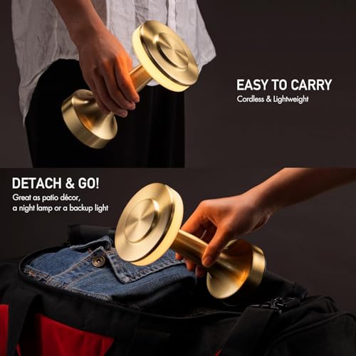 Image of Table Lamp | 2000mAh Battery | Home Decor, Lamps for Bedroom, Lamp for Living Room, Stepless Dimming, 3 Colour Touch Control, USB-c Charging (Metal - Gold)