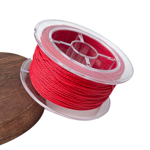 GeOinQL Cordones para Abalorios, 1mm Waxed Cord 21.87 Yard Waxed Polyester Cord Poly Wax Thread String for Bracelet Making Necklaces Beading Jewelry Making and DIY Crafts(Red)