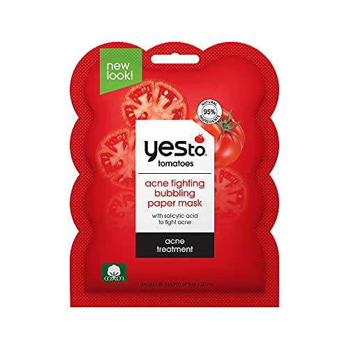 Yes To Tomatoes Bubbling Paper Masks For Breakout Prone Skin, Vegan & Cruelty Free, 1-Pack