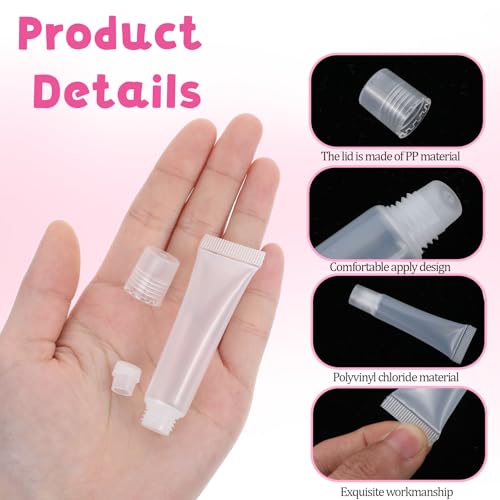 12pcs Empty Lip Gloss Tubes - 8ml Clear Lip Balm Containers with 2pcs 5ml Syringes,Refillable Balm Squeeze Tube Mini Cosmetic Soft for DIY Gloss and Travel Toiletries3