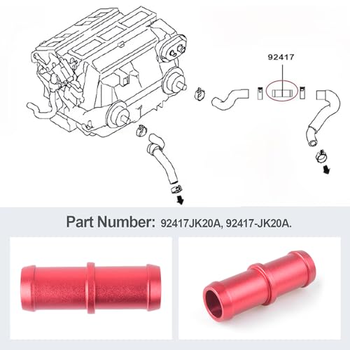 CNRAQR Aluminum Heater Hose Connector Compatible with 370Z Infiniti G35 G37 QX50 Q60 Q70 M35 M37 Replacement#92417-JK20A by CNRAQR - Image 5