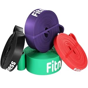 LIFERUN Bandas de Resistencia, Bandas Elásticas Fitness Set de 4, Bandas de Dominadas, 4 Niveles de Resistencia, para Yoga, Pilates, Estiramientos, Entrenamiento Fisioterapia Gimnasio Hombre Mujer