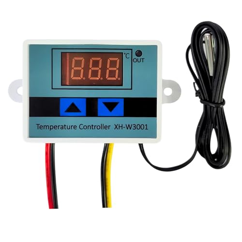 Image of ROBOWAY 1Pcs XH-W3001 Digital Temperature Controller with Waterproof Sensor Probe, LED Display Thermostat Switch -50C to 110C, 220V 7A for Incubator, Aquarium, Refrigerator (Pack of 1)