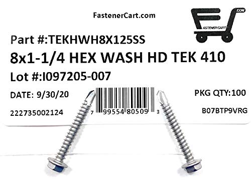 #8x1 1/4 Tornillo hexagonal autoperforante acero inoxidable 100 pcs miniatura 2