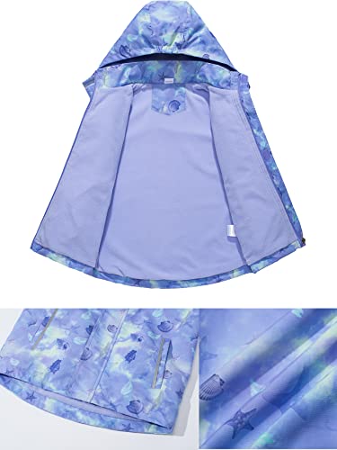 Girls Hooded Rain Jacket Waterproof Raincoat Fleece Lined Coat for Kids3