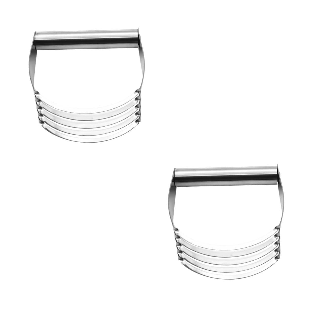 SOLUSTRE 2sets Stainless Steel Dough Cutter Baking Flour Mixer Manual Pastry Utensils for Effortless Mixing Cutting Blending Kitchen for Cakes Pies and More 2pcs*2