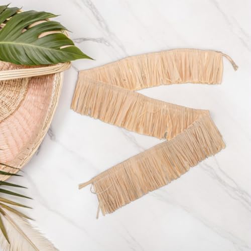 Rafia natural de flecos versátiles hechos a mano para adornos personalizados de verano 7