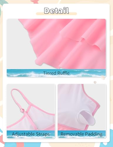 Image of Girls Tankini Swimsuit 2 Piece Tiered Ruffle Bathing Suit Teen Girl Swimsuit 6-14Y
