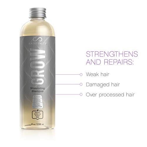 Hairfinity Grow Stimulating Shampoo - Caffeine And Biotin Growth Formula For Hair Loss - Sulfate And Silicone Free - Best For Damaged, Dry, Curly Or Frizzy Hair - Thickening For Fine,Thin Hair 8Oz #TOP2