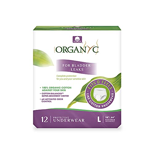Image of Organyc Bladder Control Underwear for Women - Organic Cotton Protective Underwear for Incontinence, Leak Protection, Odor Protection and Sensitive Skin, FSA /HSA Eligible, Large, 12 Count