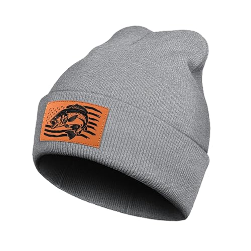 Image of American Flag Fishing Beanie Hat for Men, Christmas Dad Birthday Beanie Hats Gift for Women Men