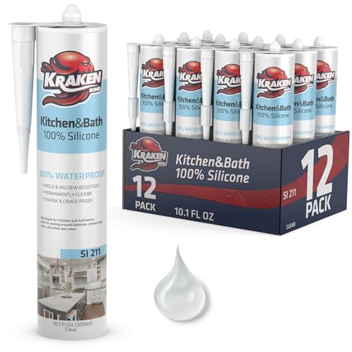 Kraken Bond Premium Kitchen and Bathroom Silicone Caulk Clear