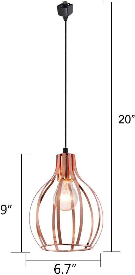 Kiven 1-Light H-Type Track Lighting Fixture, Modern Halo Track Light Pendant, Copper Metal Pendant Light Perfect for The Kitchen Island, Bedroom, Hallway(Overall Length 20”)