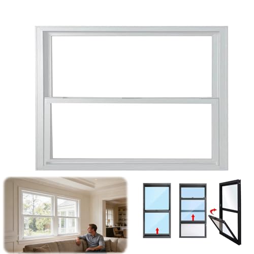 Metal Sliding Window with Locking Mechanism Vertical Slide Door for Mobile Home Replacement Windows for Kitchen Bathroom Balcony - White 18x41in Sizes 10-48in Available