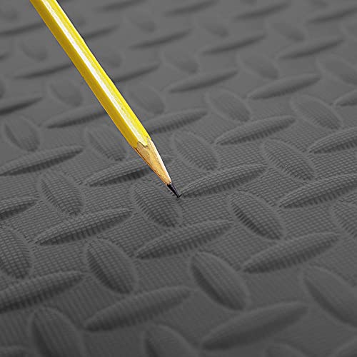 Incstores 1/2 Inch Thick Diamond Soft Foam Flooring Tiles | High-Density Interlocking Foam Tiles For Rugged Style In Your Home Gym, Playroom, And More | Black, 6 Tiles #TOP5