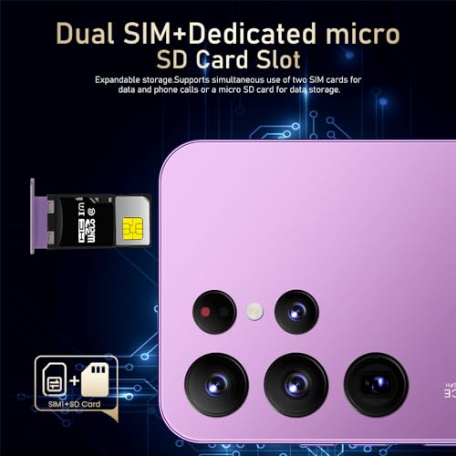 F2FTlk Cheap Smartphone， 6.6'' HD Display, Android 10 OS, 16GB ROM(Extendable to 128GB), Dual SIM Dual Camera, WiFi,GPS,Face ID Mobile Phones (Purple)