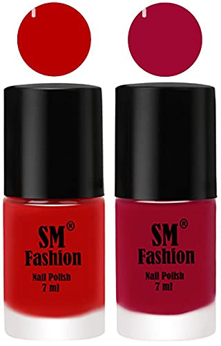 Image of Long Lasting Nail Polish | Nail Paint Combo 7 ml Each) - Set of 2 Red-Pure Wine