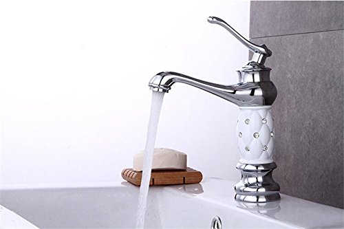CZOOR Kc-1606-H2 Diamond Setting Basin Faucet Refined Brass Bathroom Faucet Hot-Cold Water Faucet/Tap Single Handle Faucet