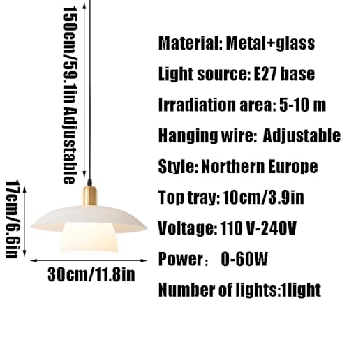 Suspension minimaliste nordique E27 en verre pour éclairage de café