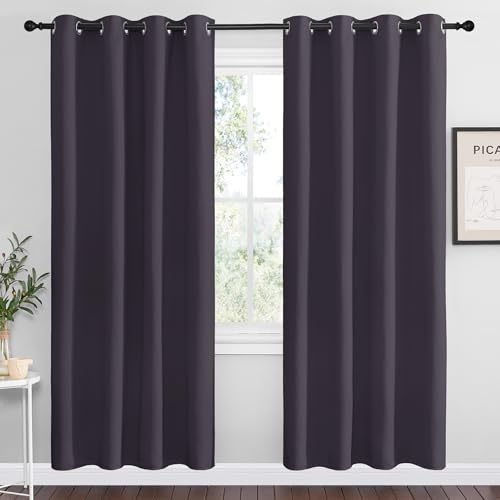 Image of NICETOWN Greyish Purple Blackout Curtains 78 inches Length for Living Room, 2 Panels, 55 inch Wide, Thermal Insulated Decoration Drapes for Bedroom Window