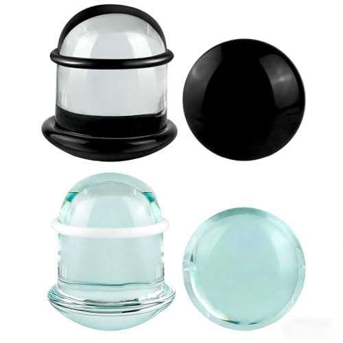 WINSENET 4Pcs Glass Ear Gauges Stretching Kit 9mm Plugs for Ears Gauges with Rubber Rings Single Flare Glass Ear Stretching Kit Ear Expander Body Piercing Jewelry for Women Men
