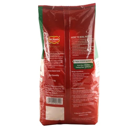 Image of Del Monte Foodcraft Penne Pasta 1Kg | 100% Durum Wheat /Semolina /Sooji Healthy Pasta | No Maida | Authentic Italian Taste | High Protein & Fibre | 100% Vegetarian, 0% Trans Fat (Pack of 3)