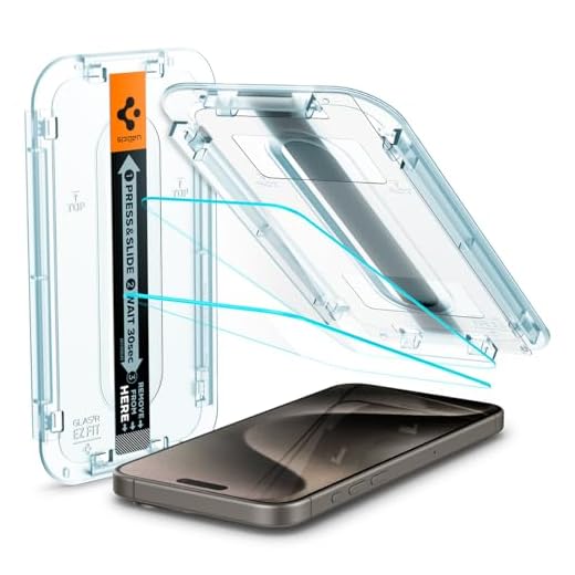 Spigen Glas.tR EZ Fit Vetro Temperato compatibile con iPhone 15 Pro Max, 2 Pezzi, Installazione Facile, Cristallino, Durezza 9H Pellicola prottetiva