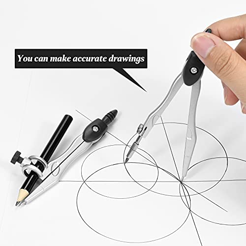 math geometry kit sets 10 piece student supplies with shatterproof storage boxincludes rulersprotractorcompasseraserpencil sharpenerlead refillspencilfor drafting and drawingsblack