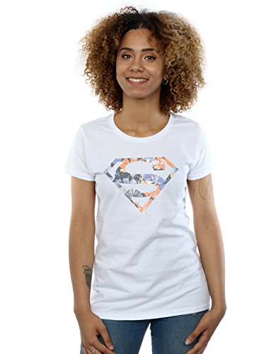 DC Comics Women's Superman Floral Logo 2 T-Shirt Large White